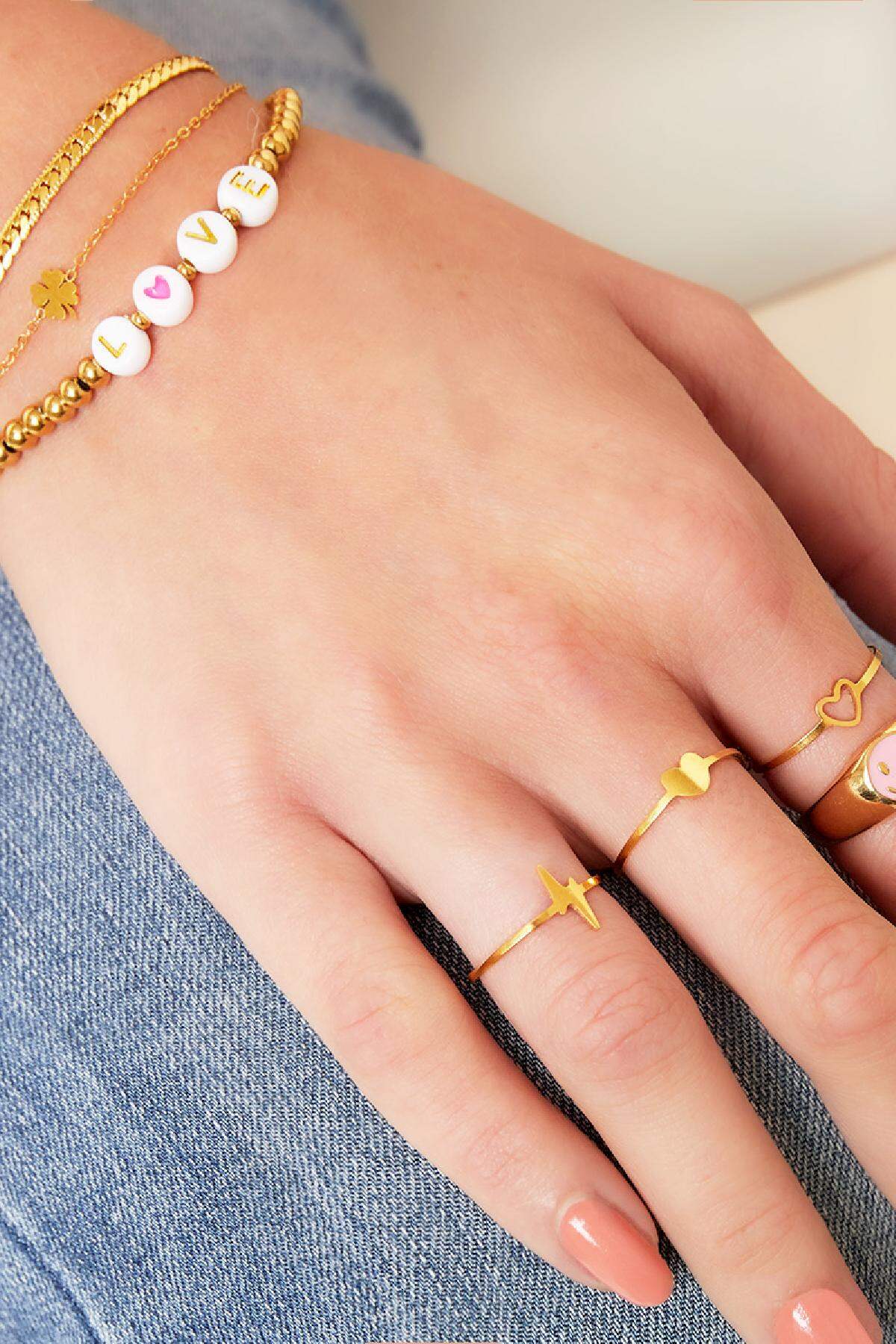Verstellbarer Ring offenes Herz Goldfarbe Edelstahl One size h5 Bild2