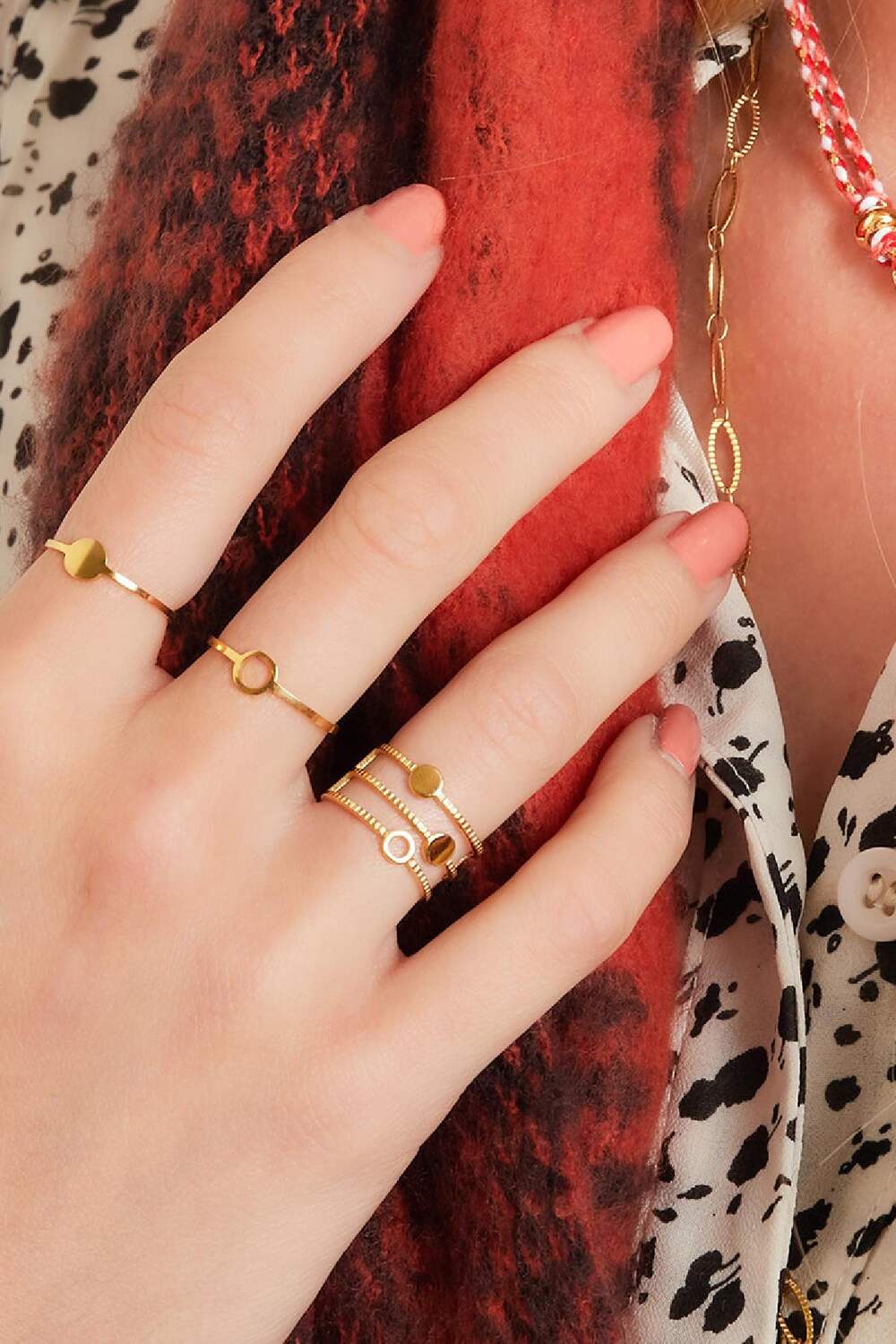 Verstellbarer Ring offener Kreis ring Goldfarbe Edelstahl One size h5Bild2