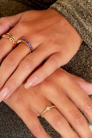Edelstahlring mit Zirkonia-Detail Goldfarbe 16 h5 Bild2