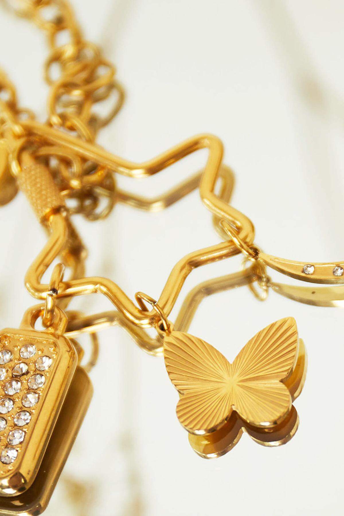 Farfalla con ciondolo fai da te in acciaio inossidabile Gold Stainless Steel