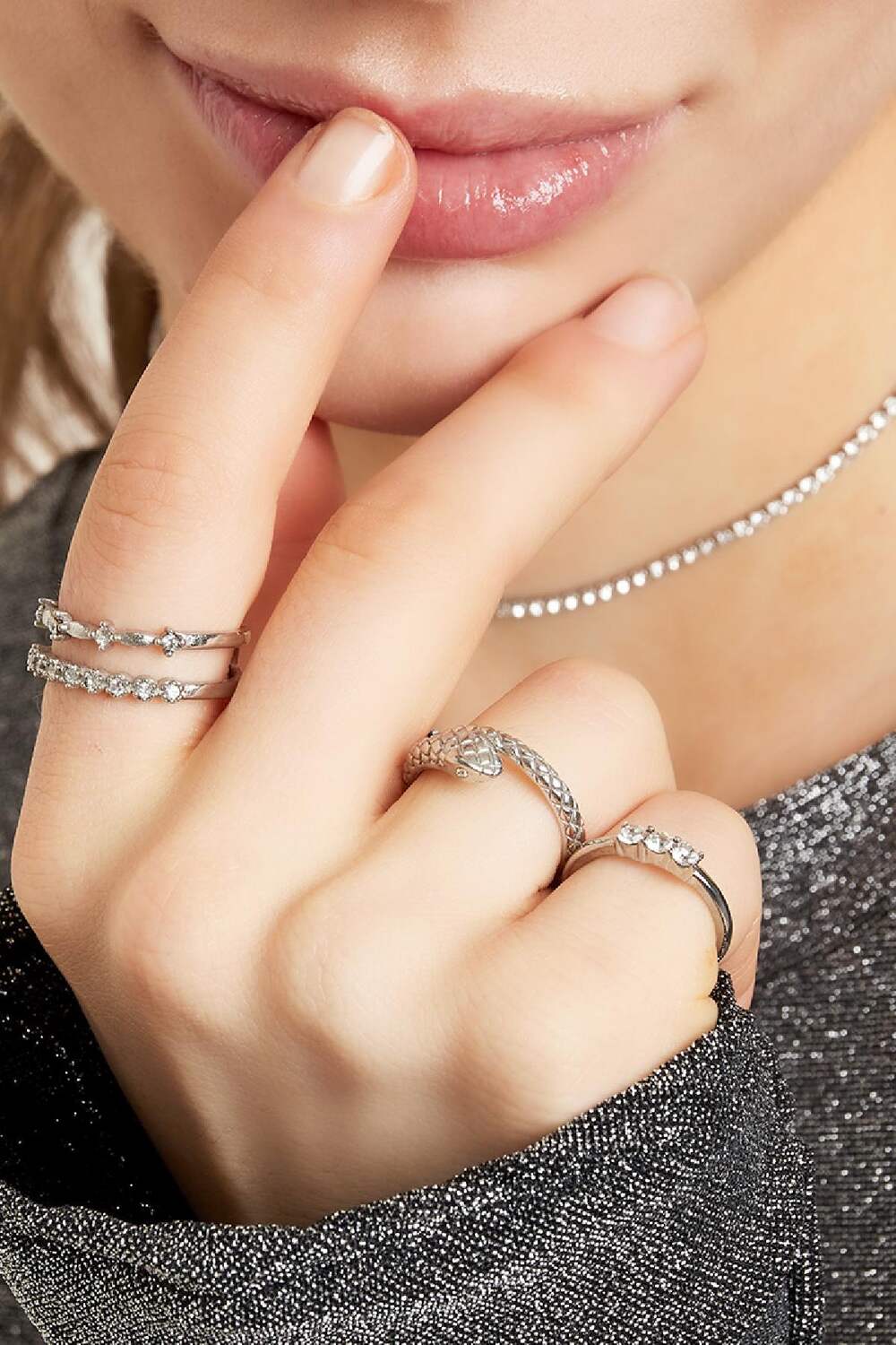 Edelstahlring mit Zirkoniasteinen Schwarz 16 h5Bild2