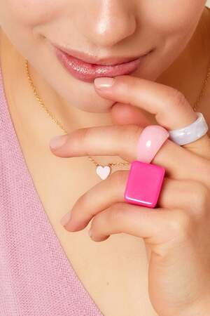 Ring aus Polyharz Neonpink Rosa Resin 18 h5 Bild3