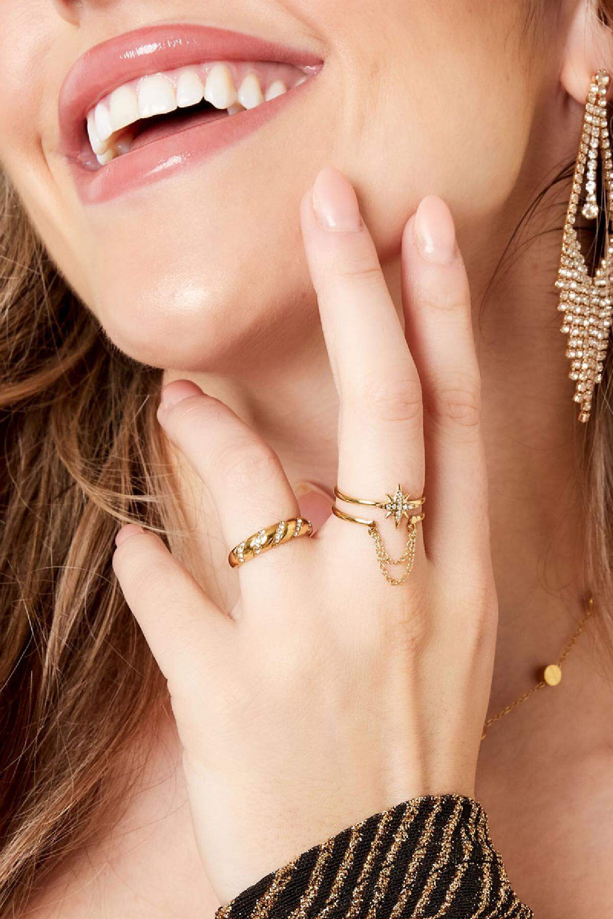 Stella ad anello con catena Gold Stainless Steel One size