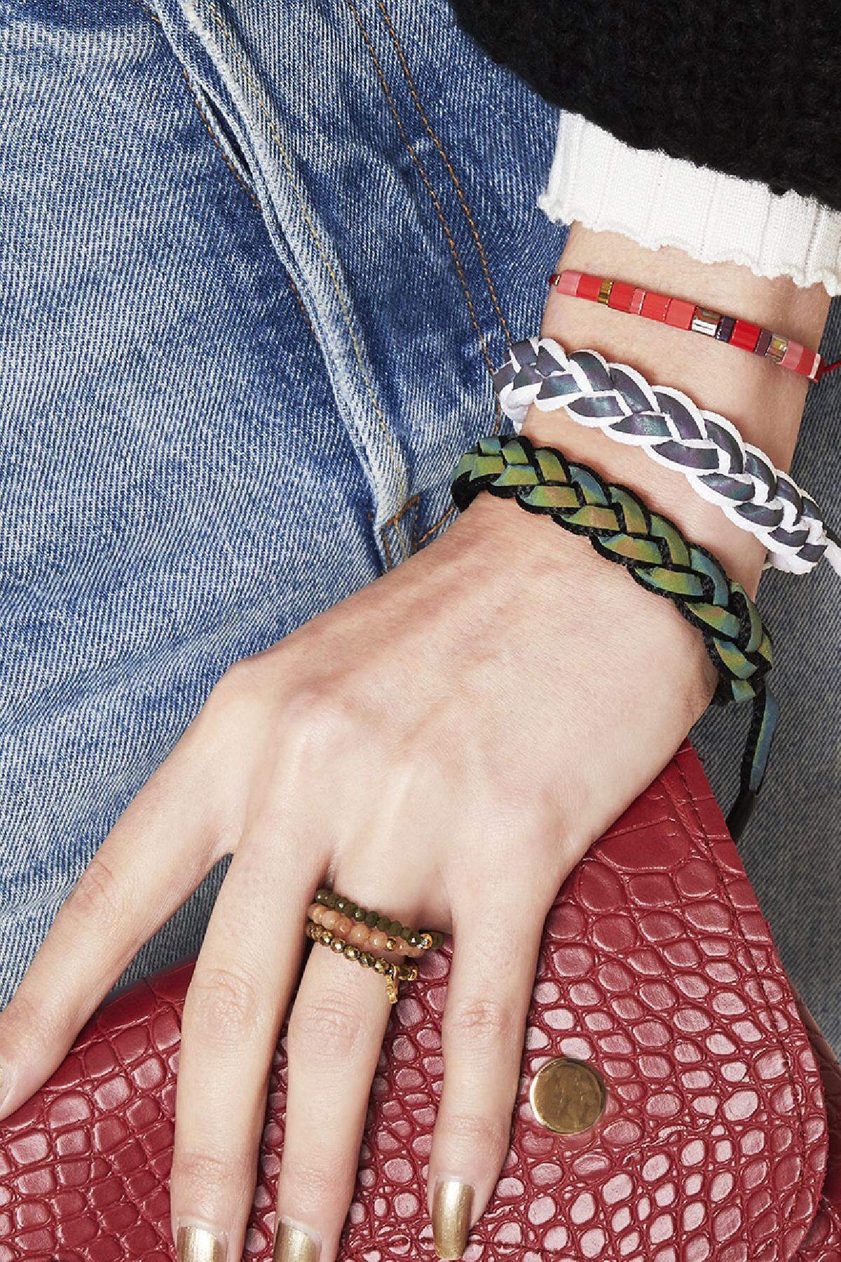 Bracciale Treccia Green Polyester One size Immagine2