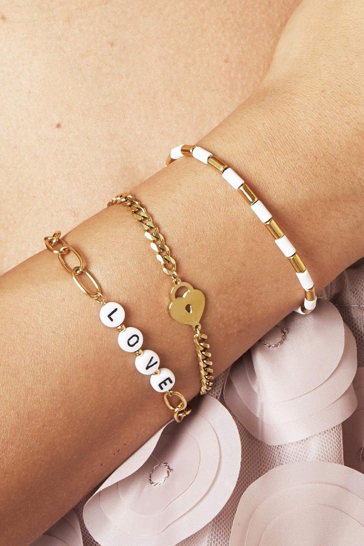 Armband Locked Heart Goldfarbe Edelstahl Bild3