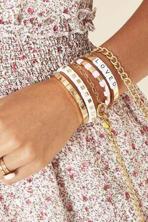 Armband Bricks Goldfarbe Weiß Metall h5 Bild3