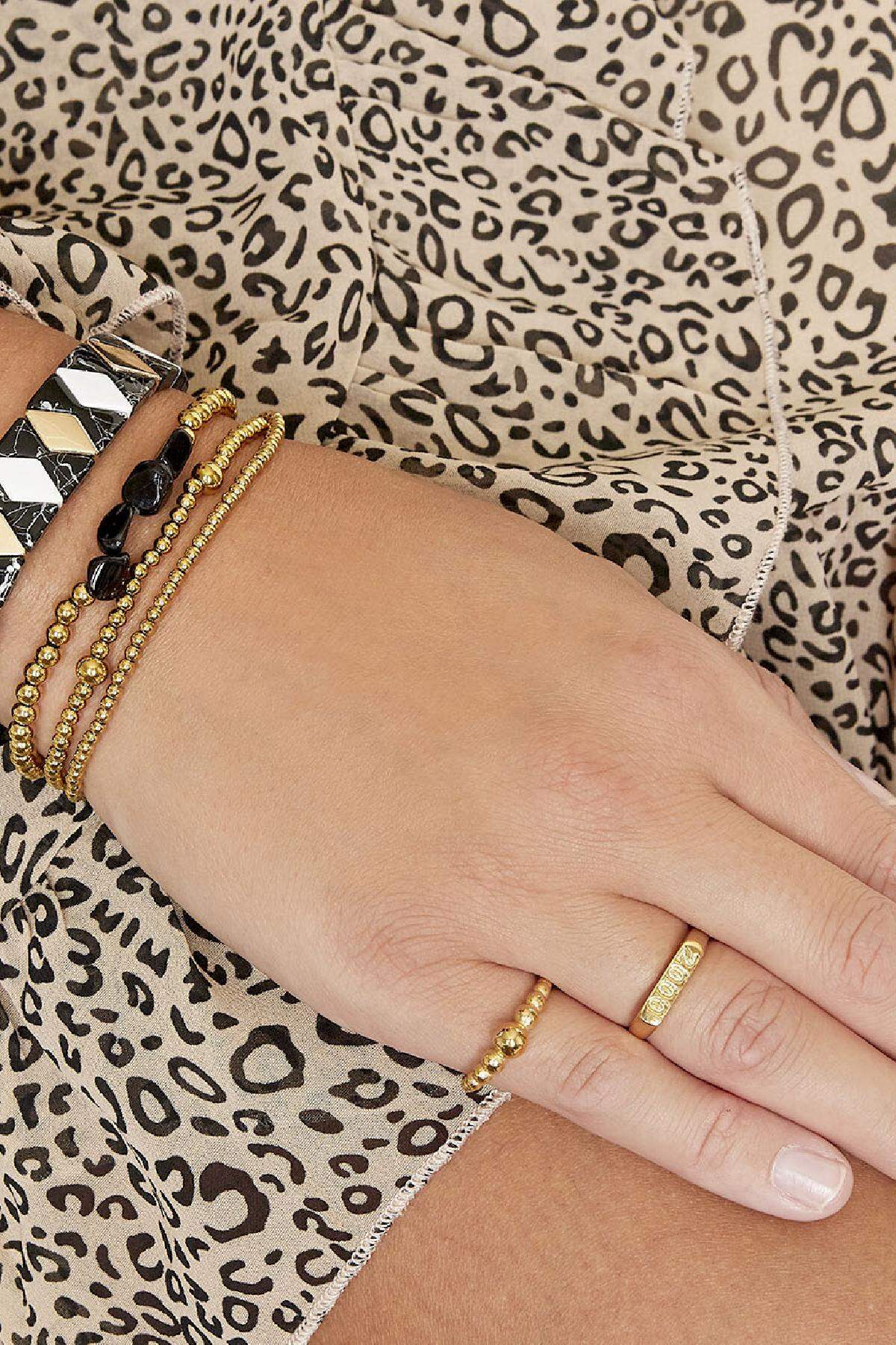 Bracelet Black Rocks Gold Color Stainless Steel 2