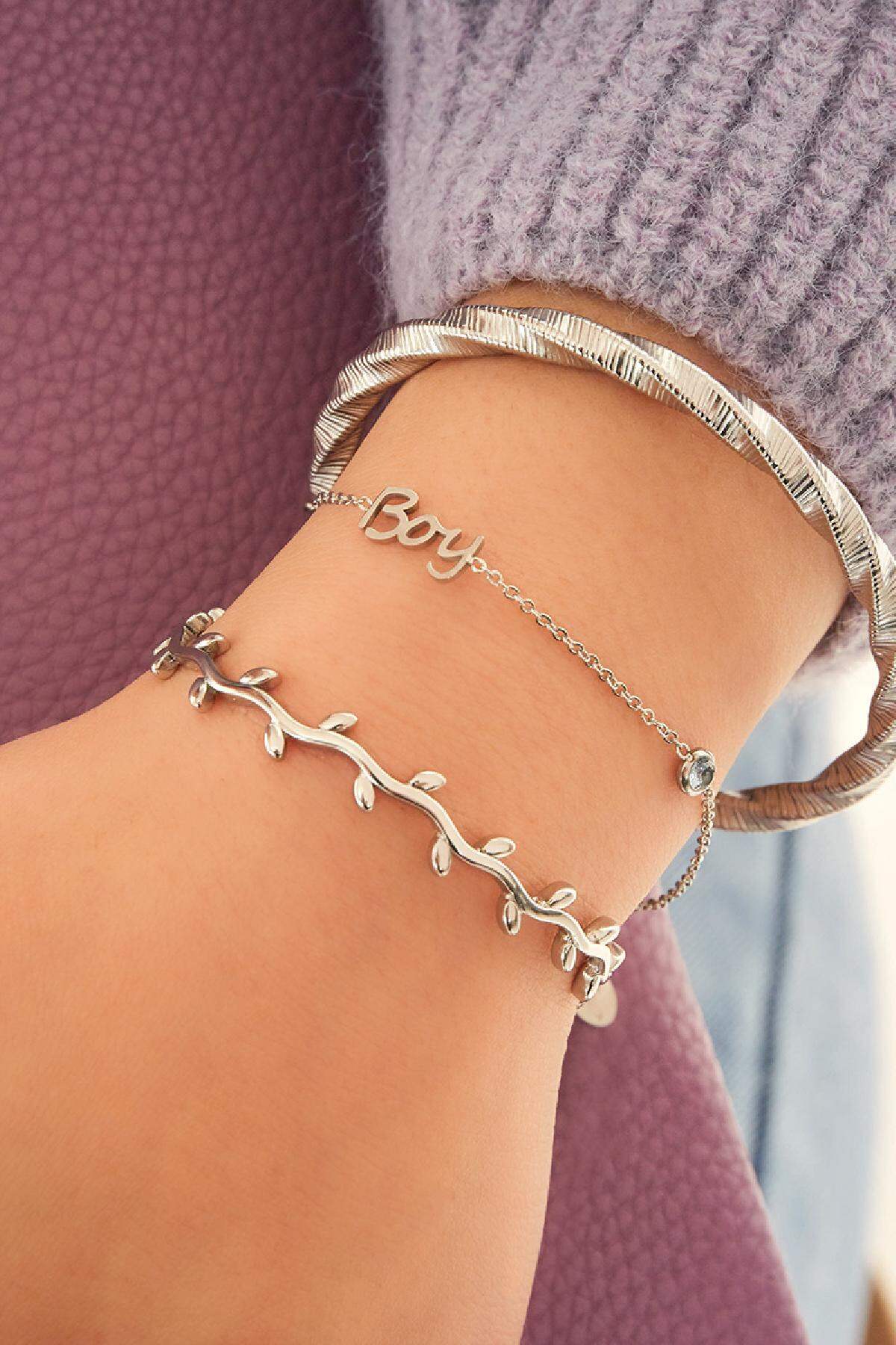 Pulsera de Piedra de Nacimiento Silver Color Nino Plata Acero inoxidable h5 Imagen2