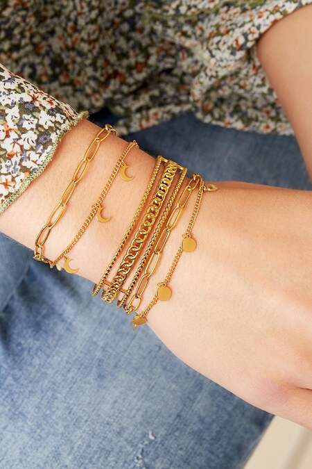 Armbandketting Maan Goud Kleur Stainless Steel 2