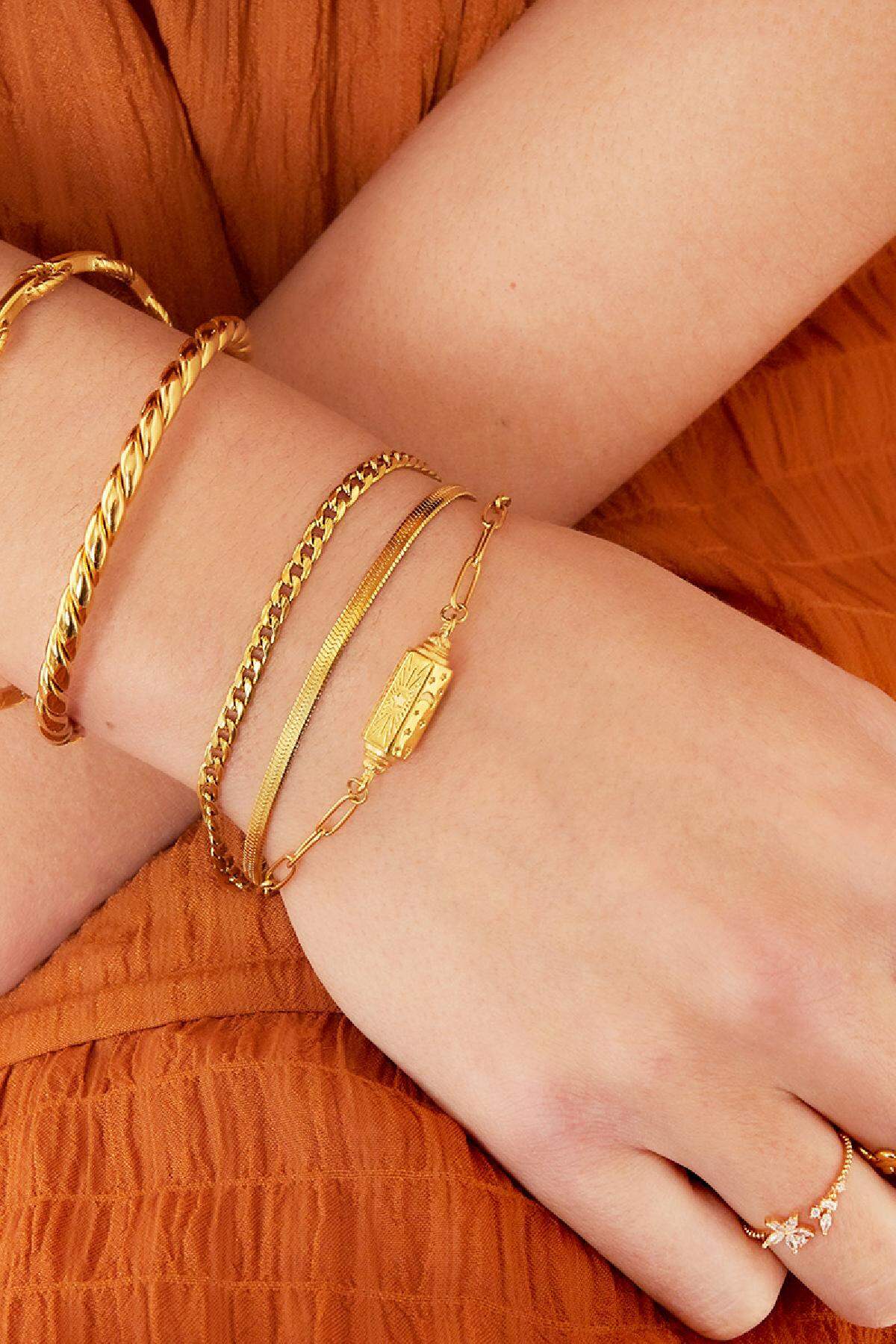 Pulsera Luna Estrellas Colgante Color dorado Acero inoxidable h5 Imagen2
