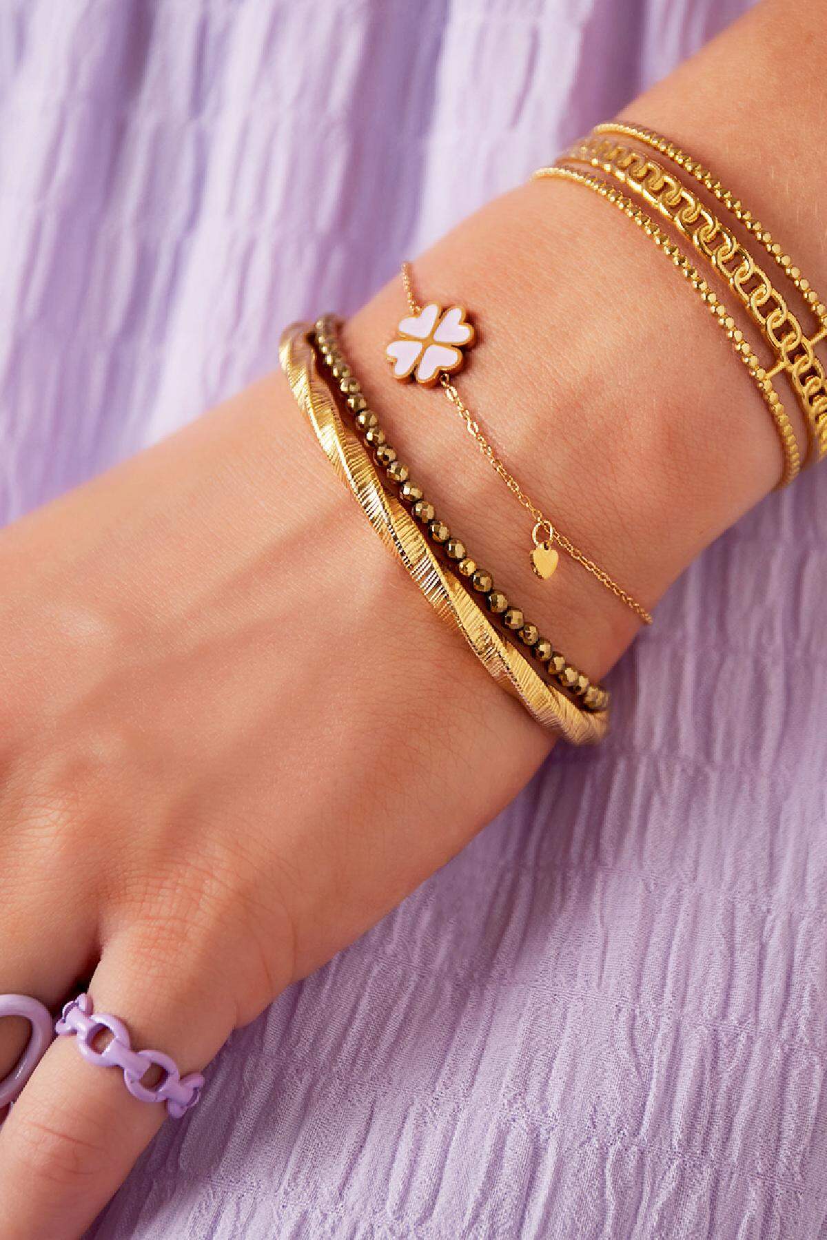 Trébol de pulsera de acero inoxidable Rosa h5 Imagen2