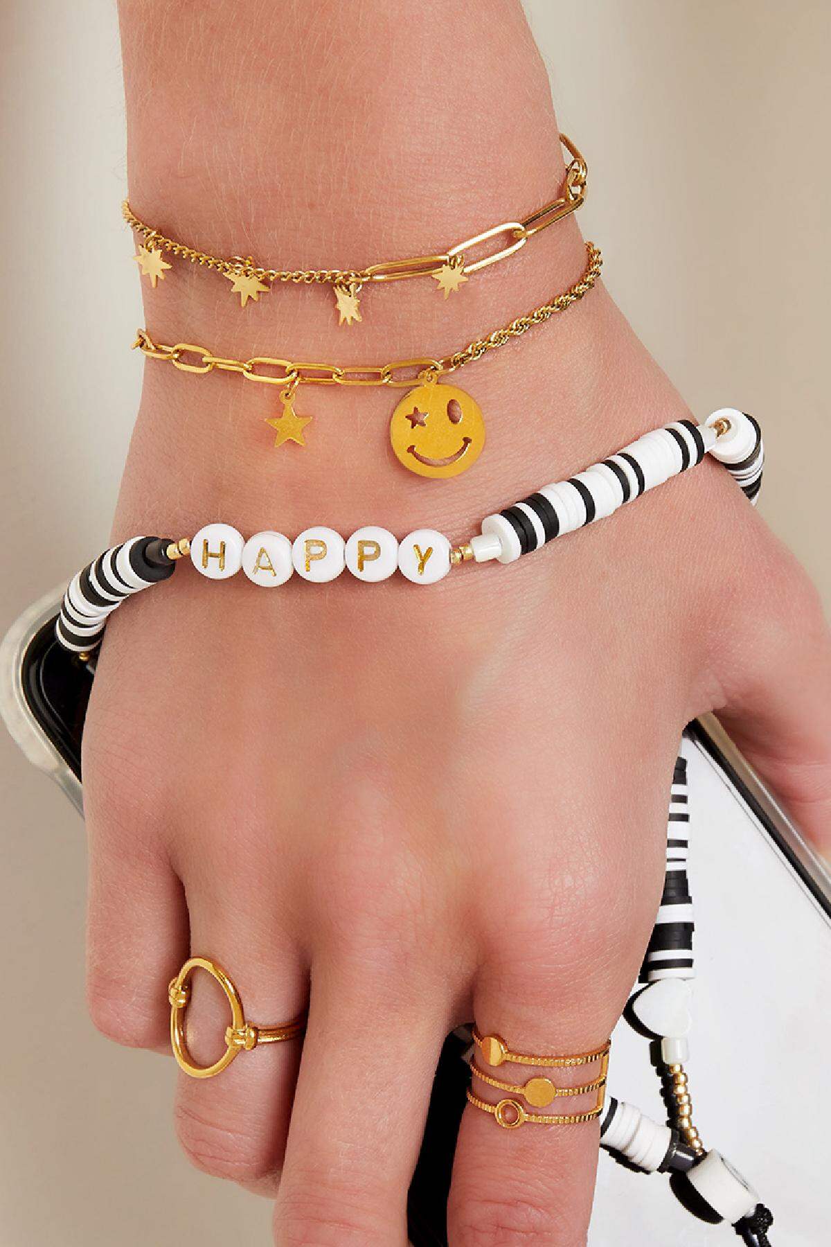 Bracciale in acciaio inossidabile con charms stella Gold Stainless Steel h5 Immagine3