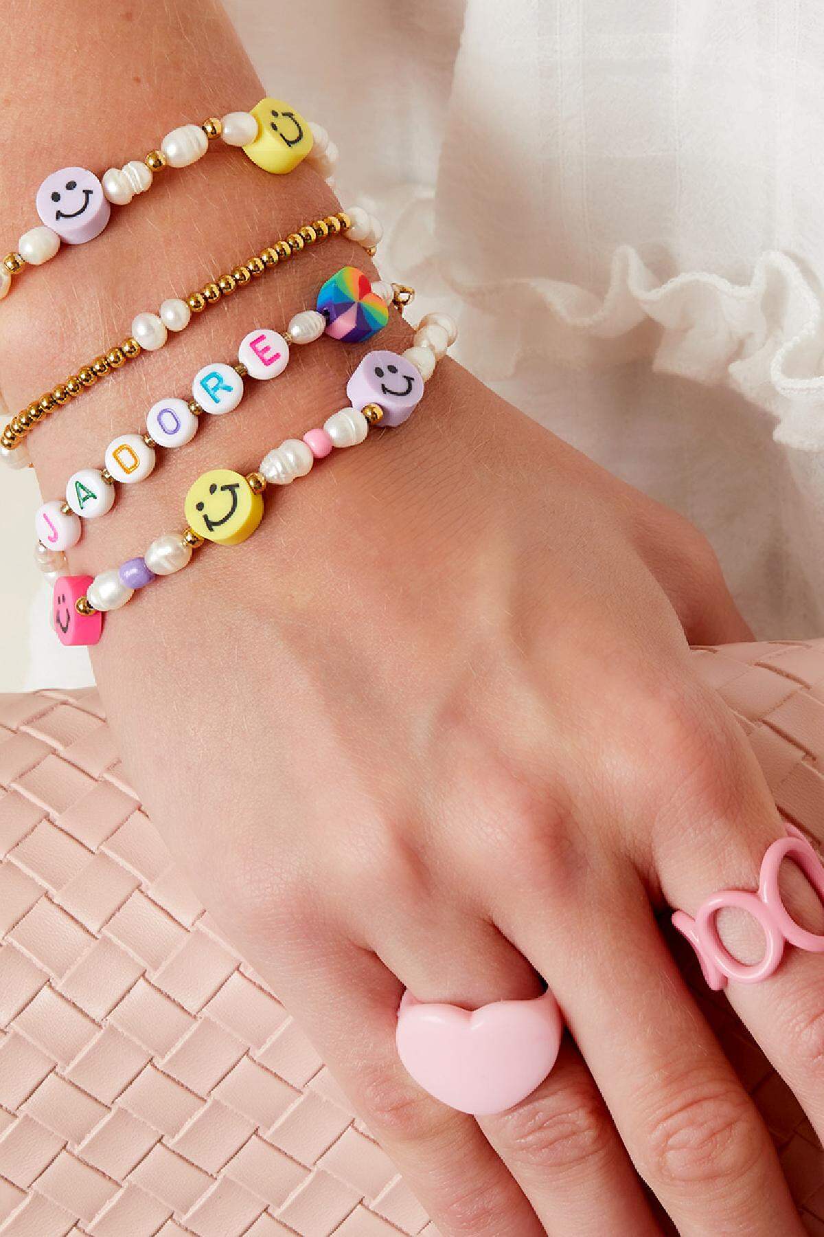 Armband Perlen und Smileys Multi Edelstahl h5 Bild2