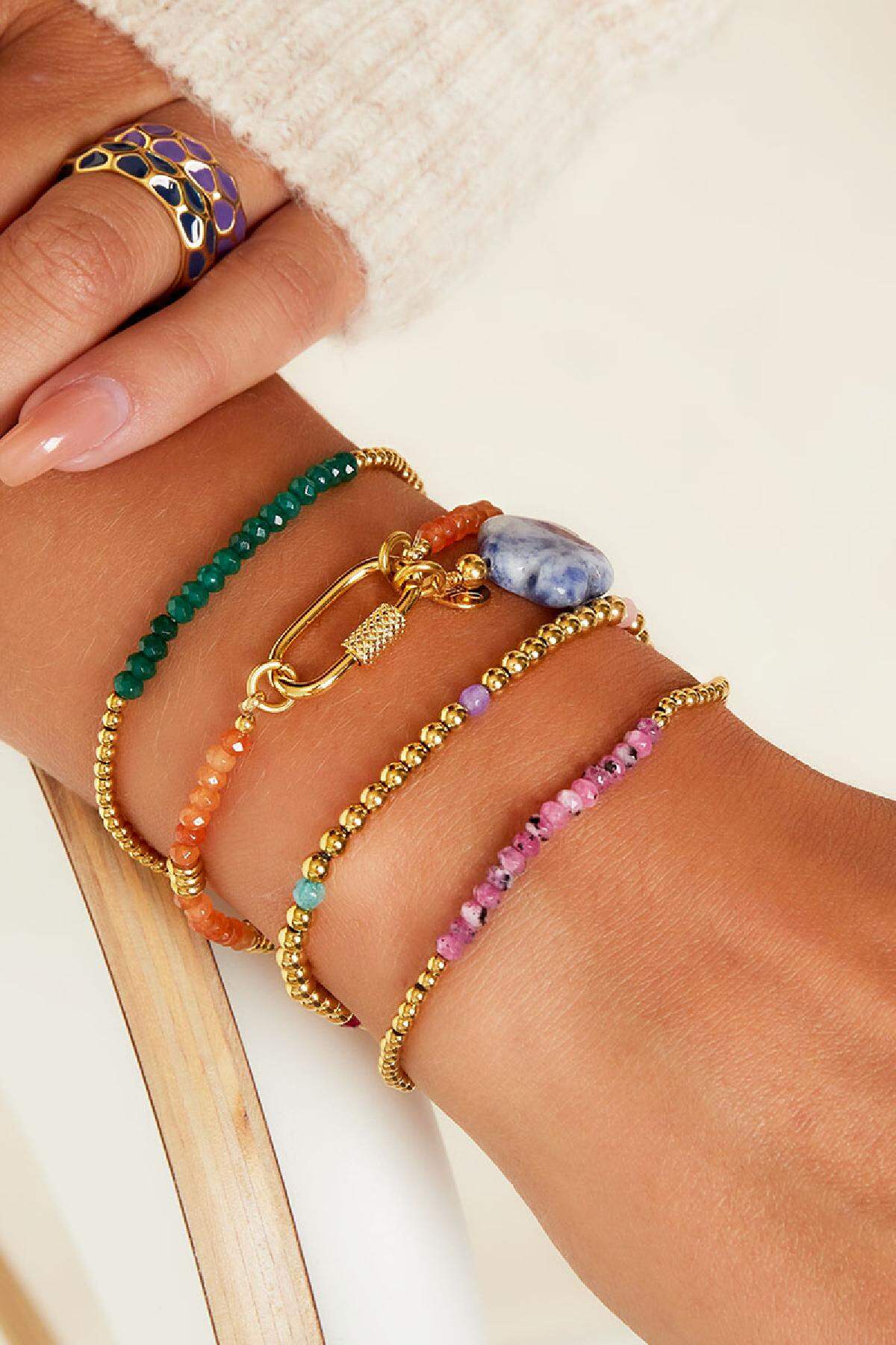 Bracelet with carabiner lock Orange Stone (Pack with plastic bag) Picture2