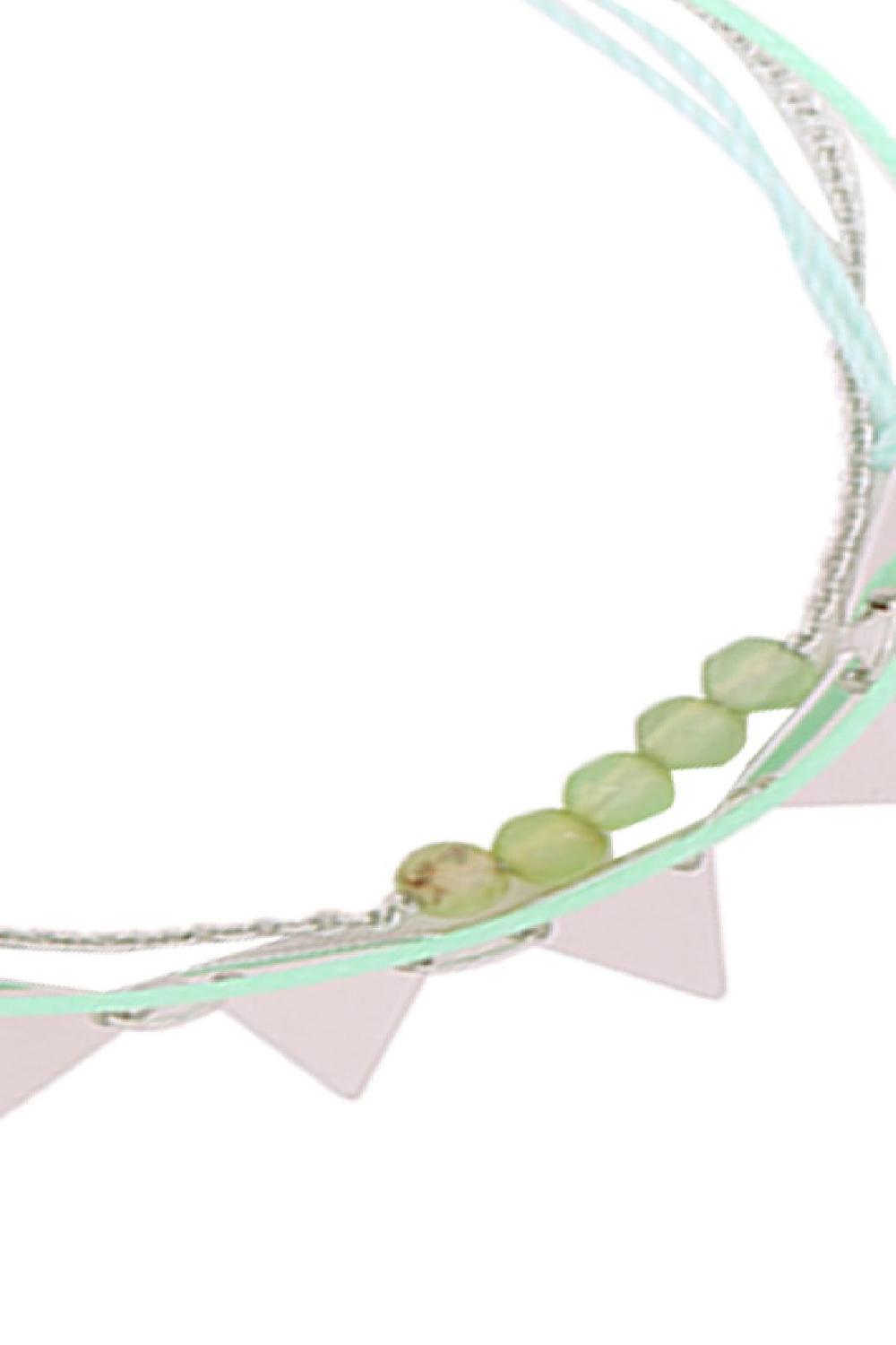 Bracelet Triangle Beads Verde Chapado En  Imagen2
