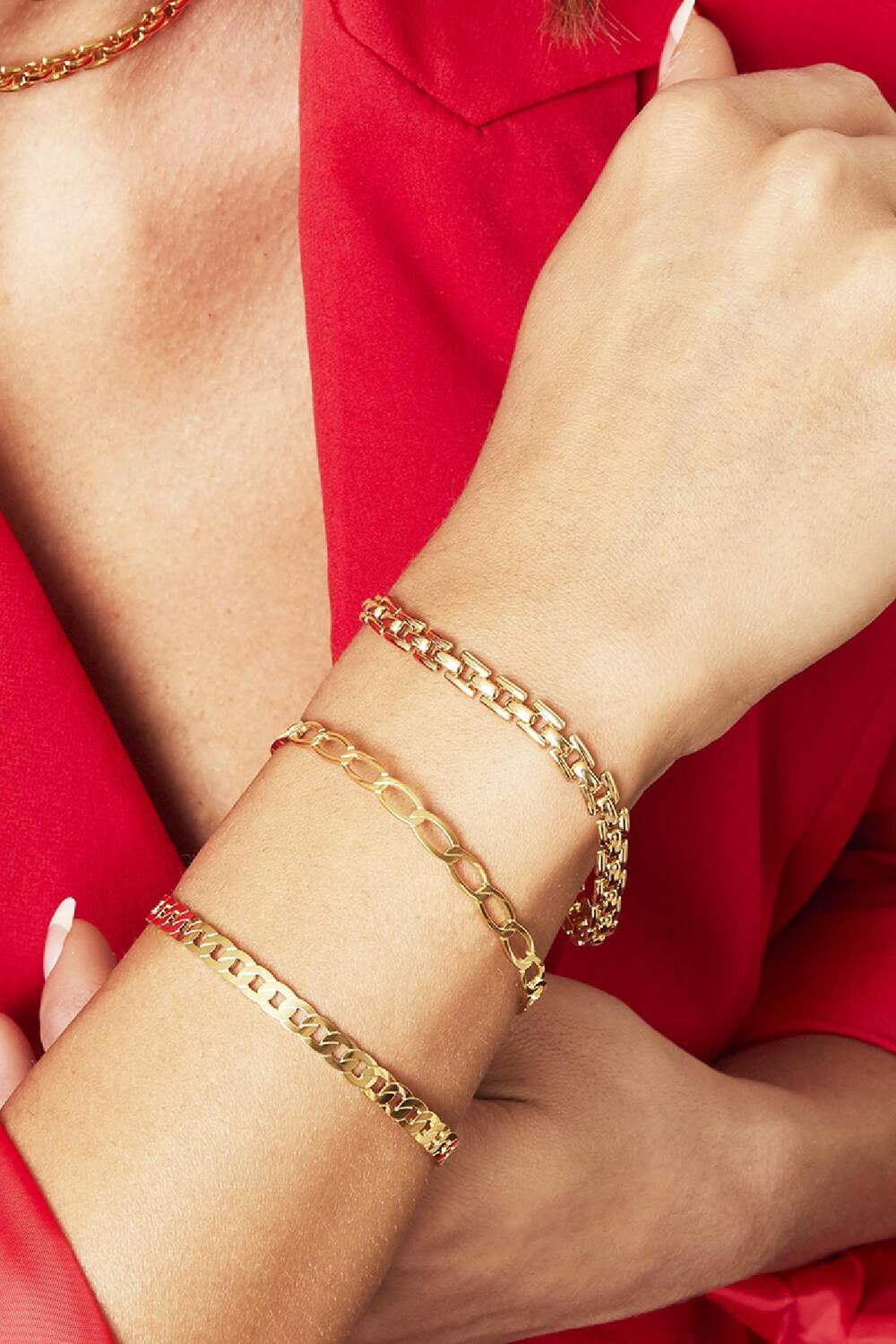 Armband Chained Goldfarbe Edelstahl One size h5Bild2