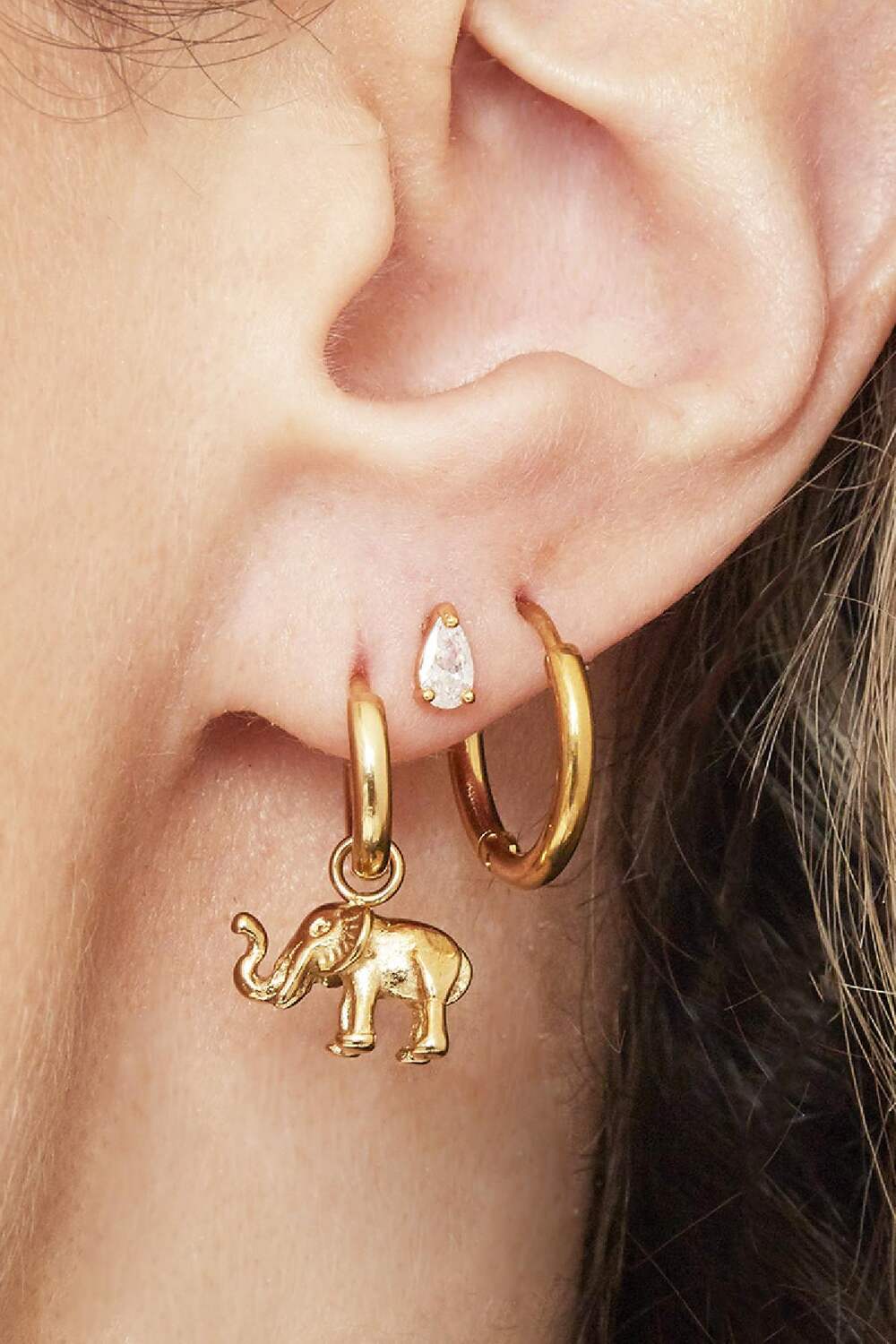 Ohrringe Little Hoops 1,6cm Goldfarbe Edelstahl h5Bild2