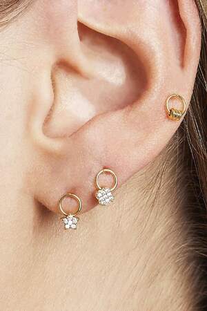 Earrings Tiny Clover Silver Color Copper h5 Picture2