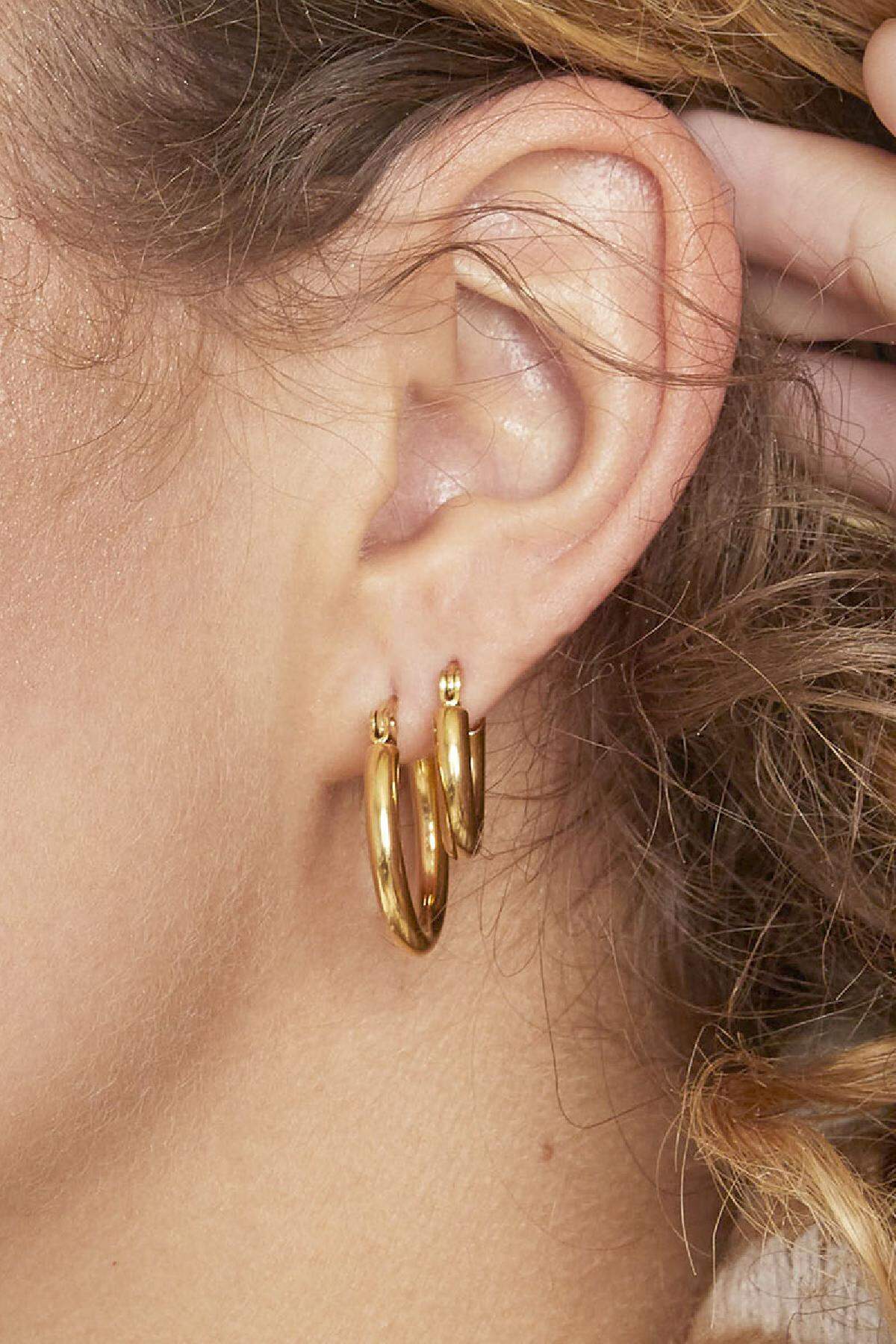 Boucles d'oreilles Hoops Smooth 15 mm Argenté Acier inoxydable Image2