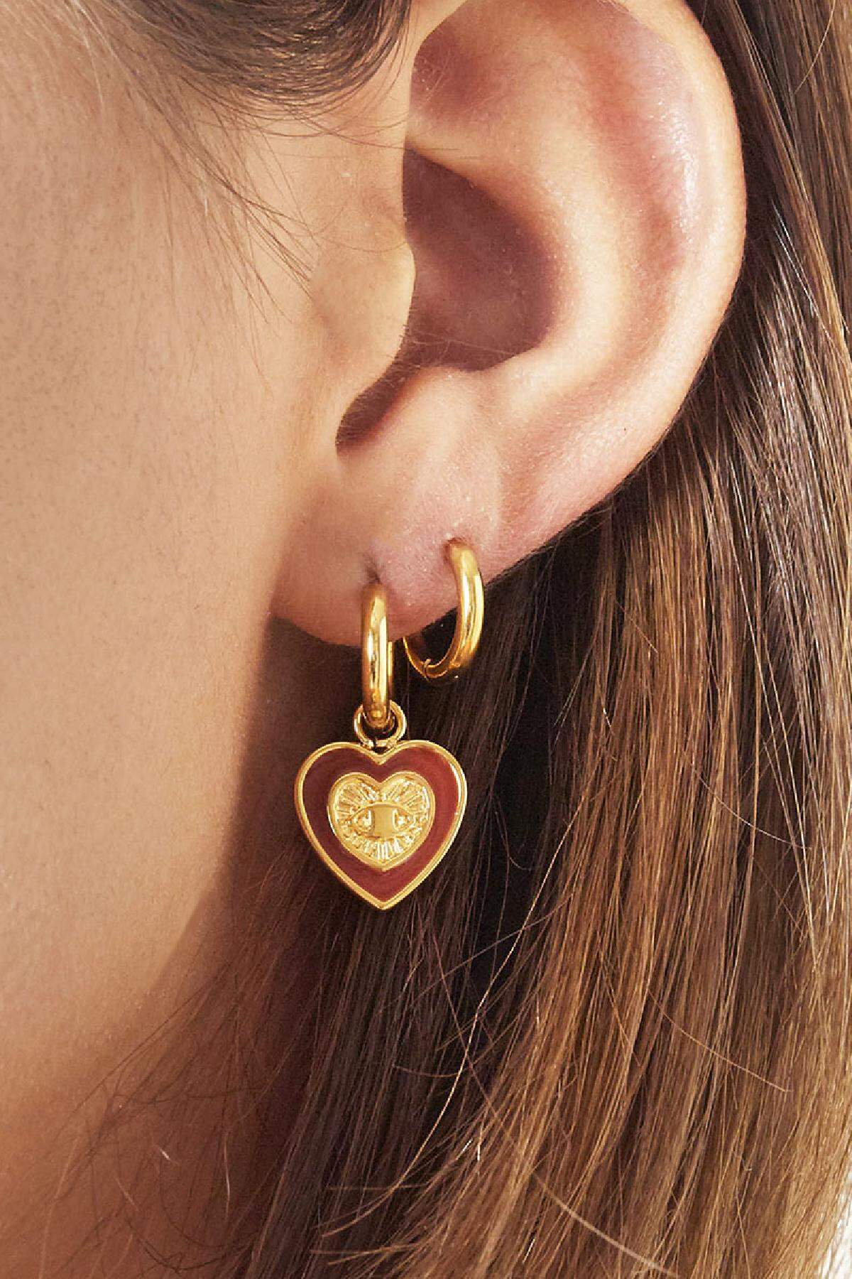 Earrings Hearted Eye Dark Blue Stainless Steel Picture2