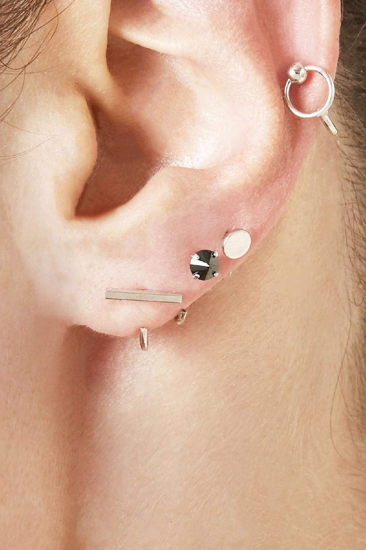 Boucles d'oreilles Huggies Bar Argenté Cuivré Image2