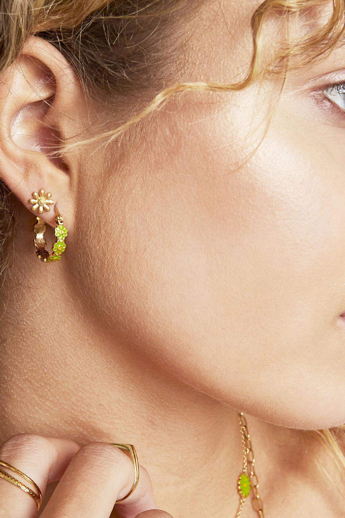 Ohrringe Daisy Hoops Grün Edelstahl 2