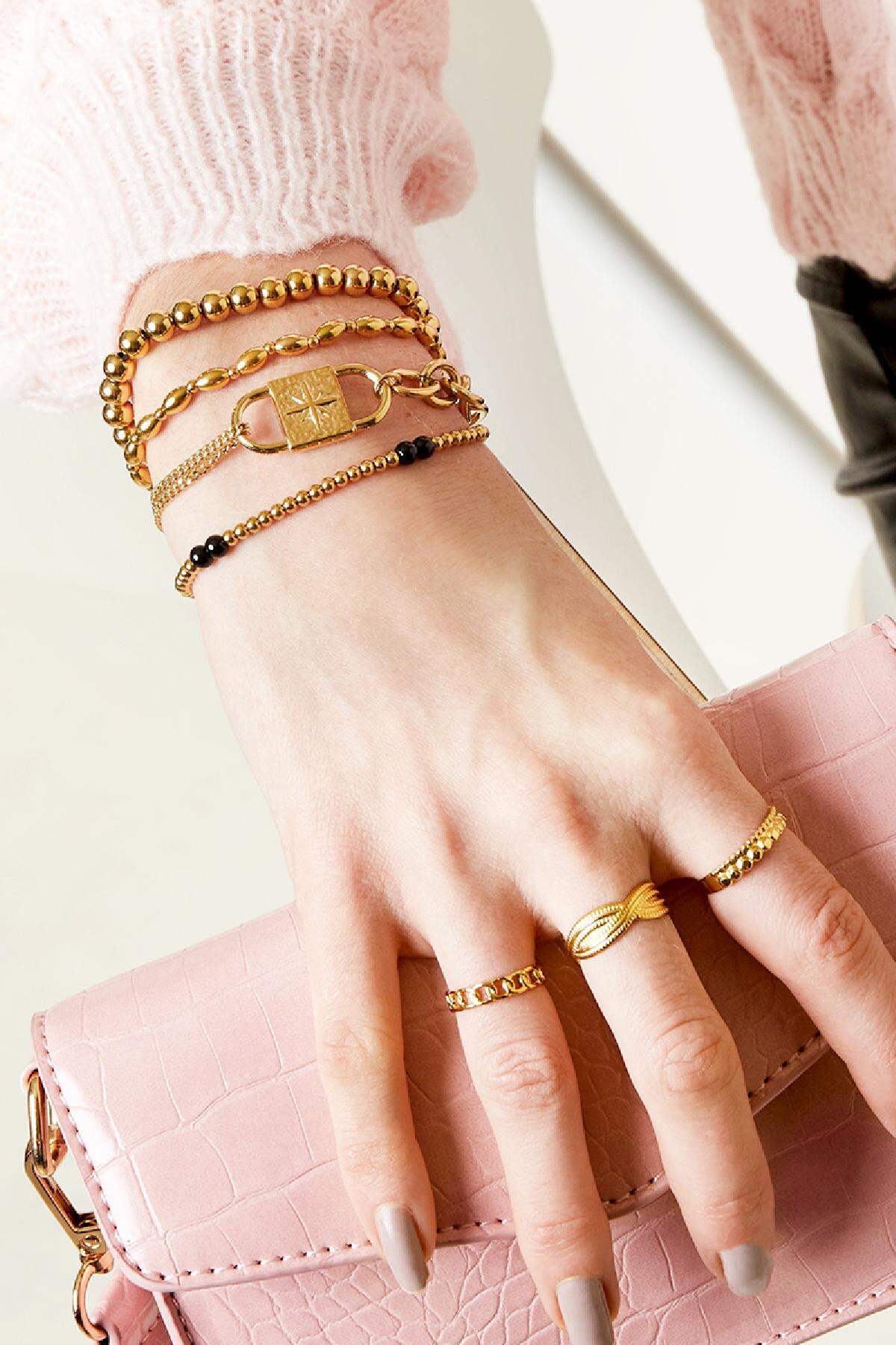 Armband Chunky Lock Goldfarbe Edelstahl Bild2