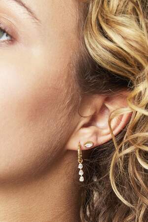 Earrings Diamonds In A Row Gold Copper h5 Immagine2