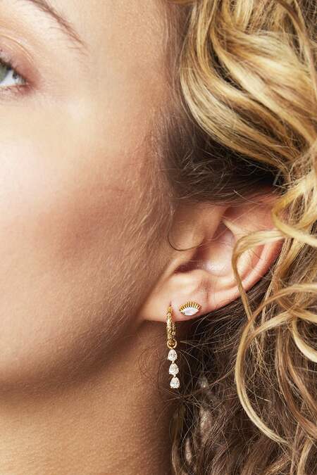 Earrings Diamonds In A Row Gold Copper