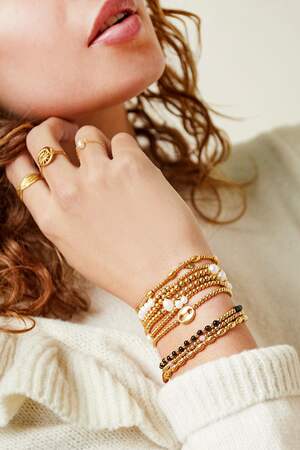 Armband big pearl mix Goud kleur Stainless Steel h5 Afbeelding2