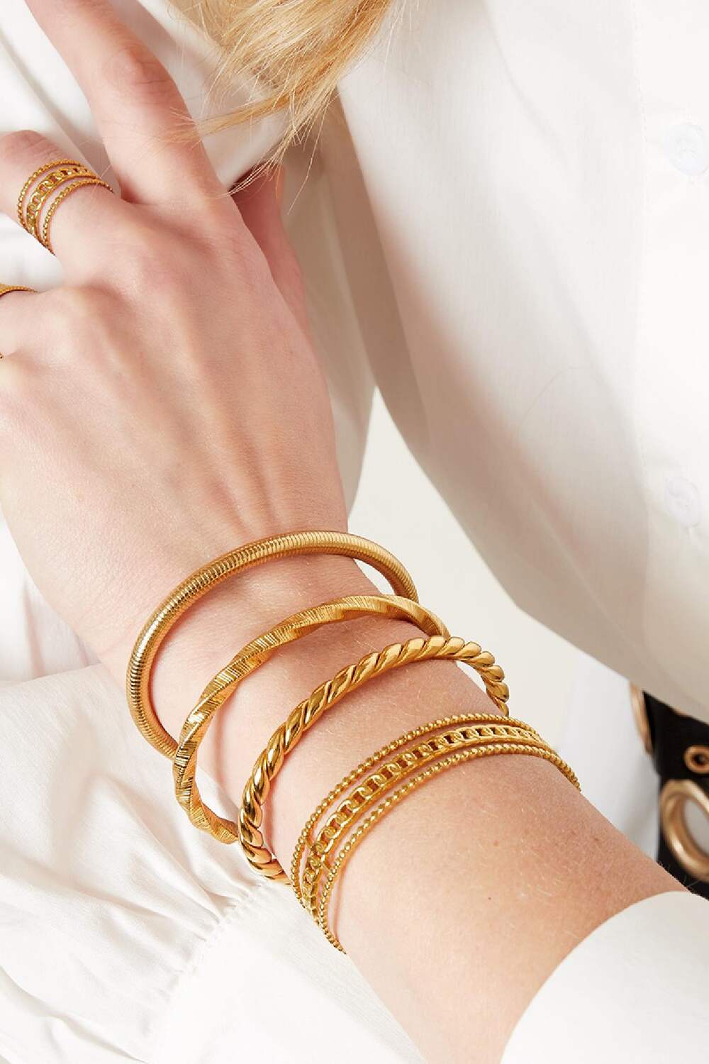 Bracelet Bangle Twist Gold Color Stainless Steel One size h5Picture2