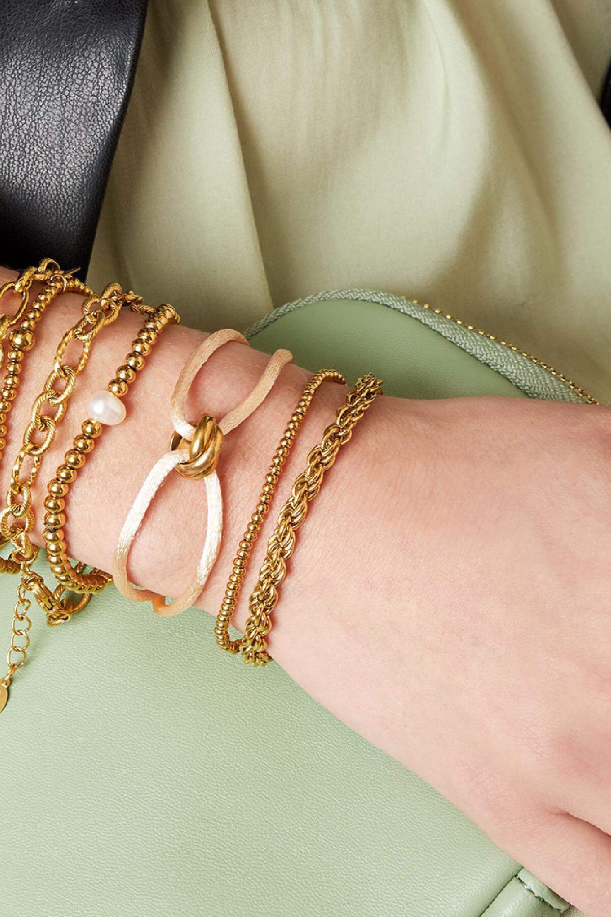 Bracciale a catena intrecciata Gold Stainless Steel h5 Immagine2