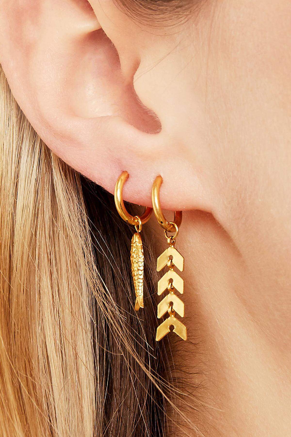 Pendientes Fishbone Color dorado Acero inoxidable