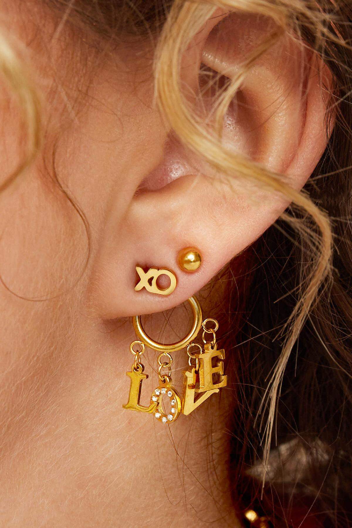 Ohrringe Dangling Love Goldfarbe Edelstahl Bild2