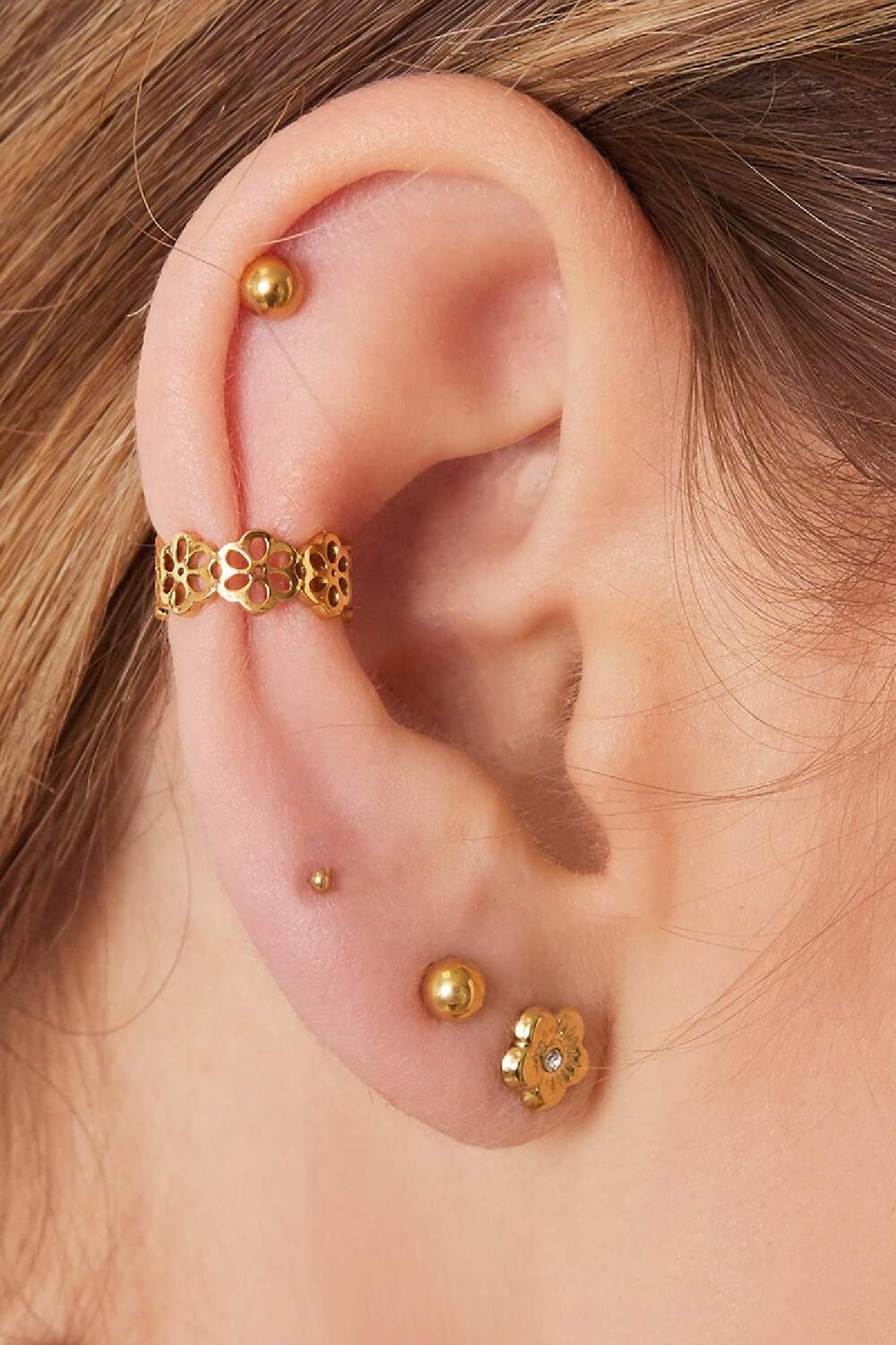 Earcuff Flowers in a Row Silber Edelstahl h5Bild3