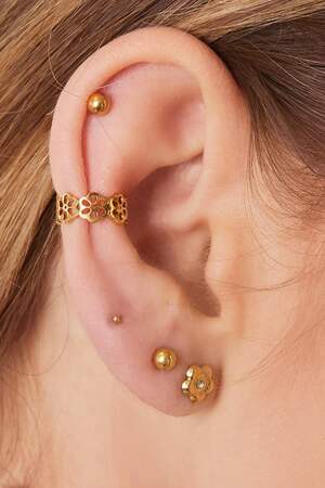 Earcuff Flowers in a Row Silber Edelstahl h5 Bild3