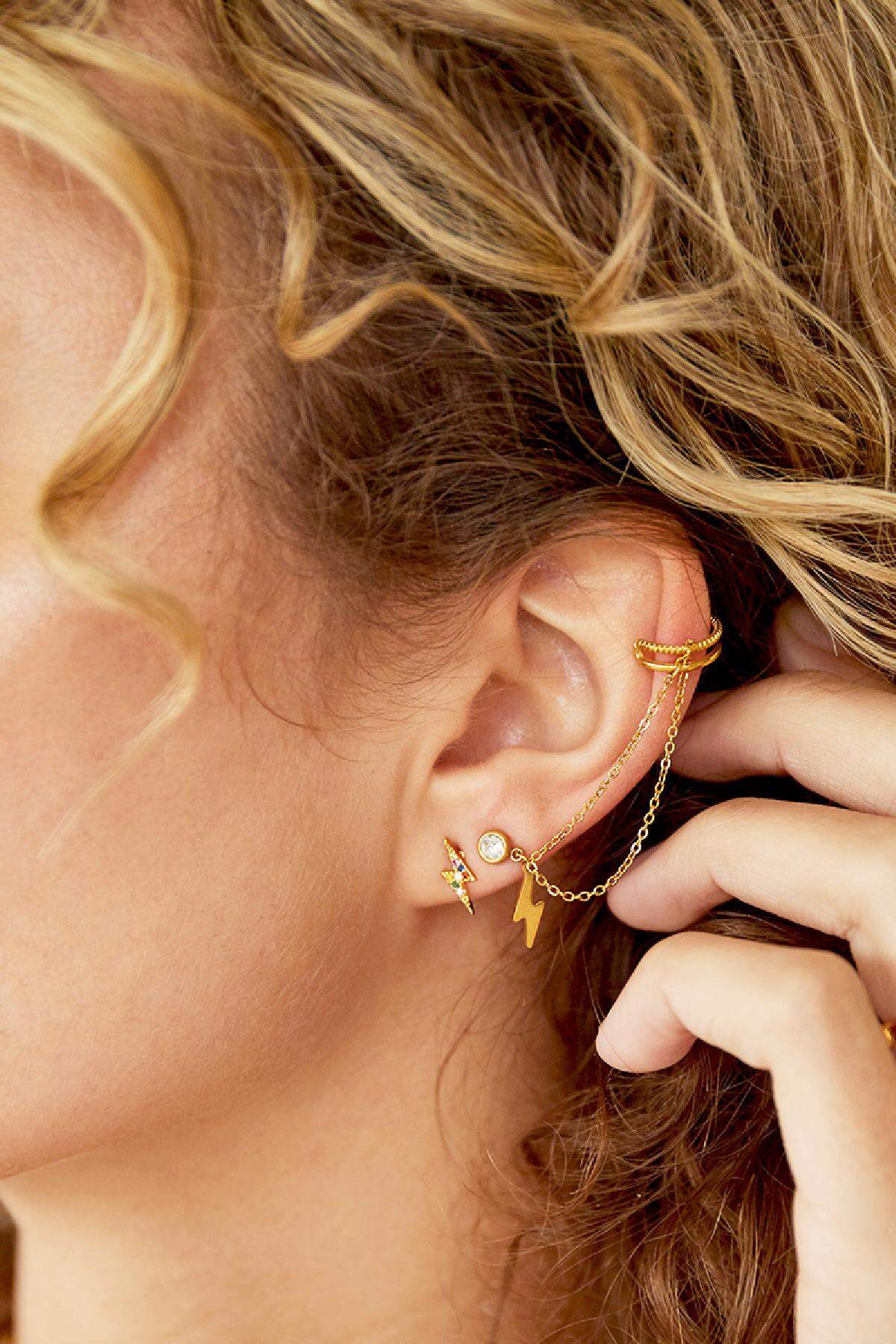 stainless steel ear cuff lightning bolt  Picture2