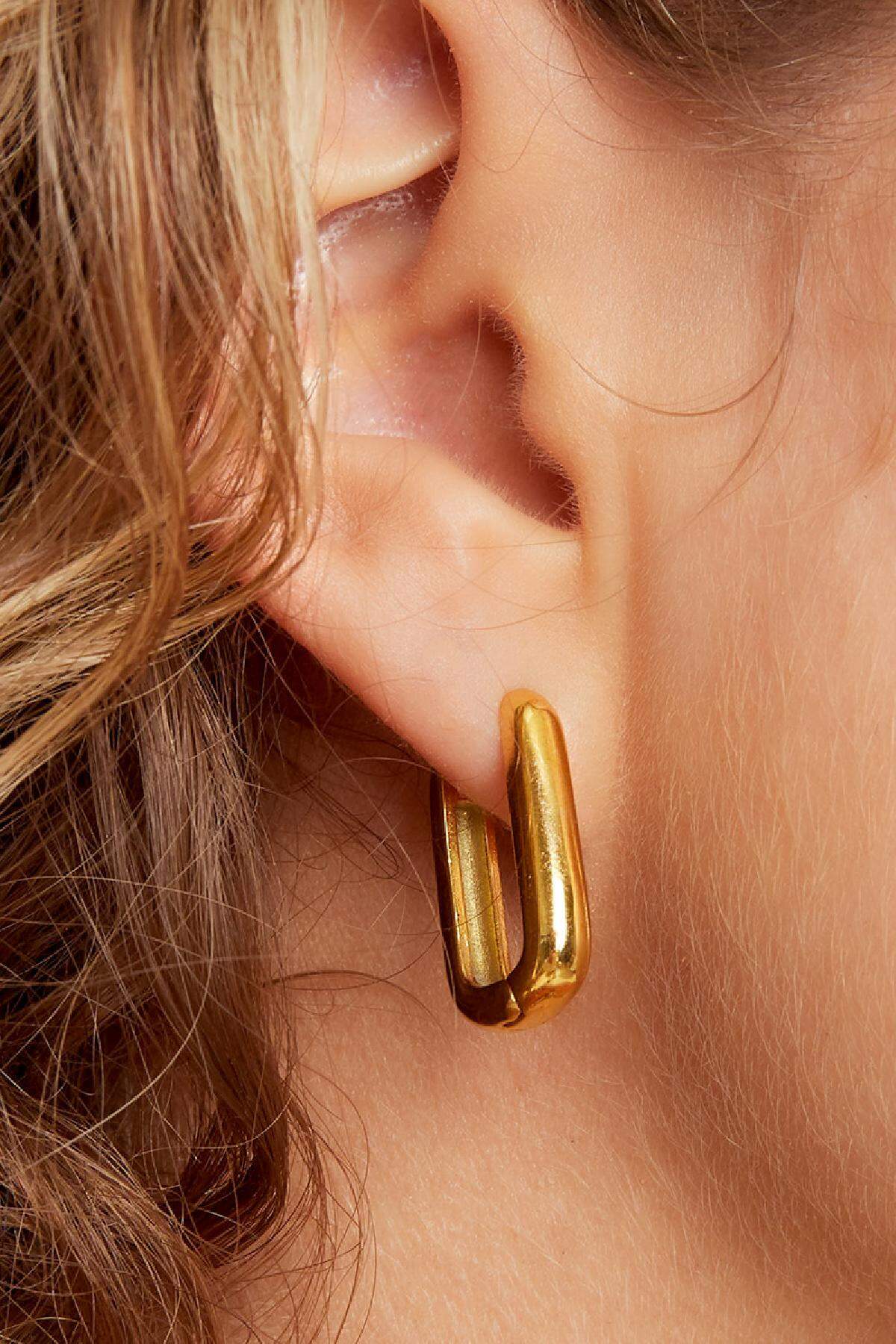 Pendientes cuadrados pequeños Color dorado Acero inoxidable h5 Imagen3