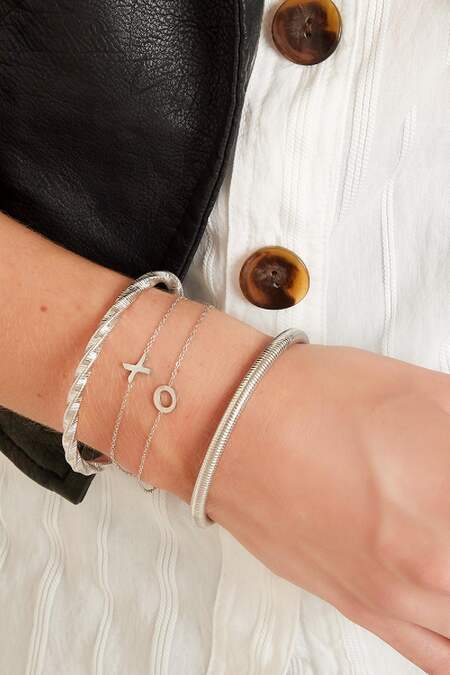 Bracciale in acciaio inossidabile Iniziale C Silver Color Stainless Steel