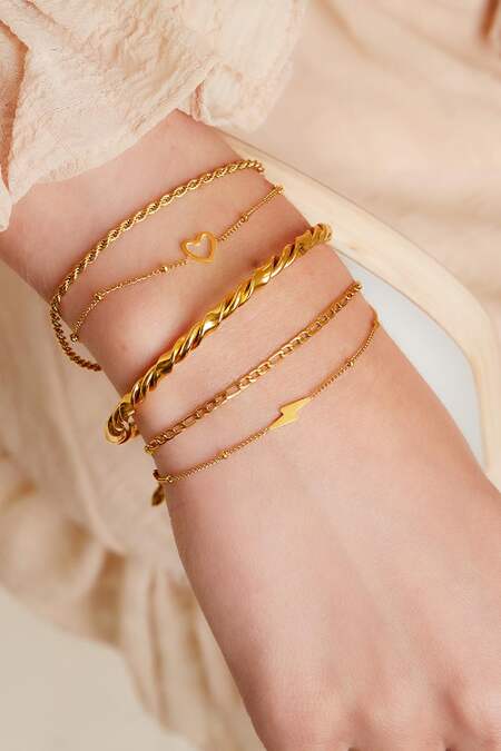 Bracciale a doppio strato con fulmine Gold Stainless Steel