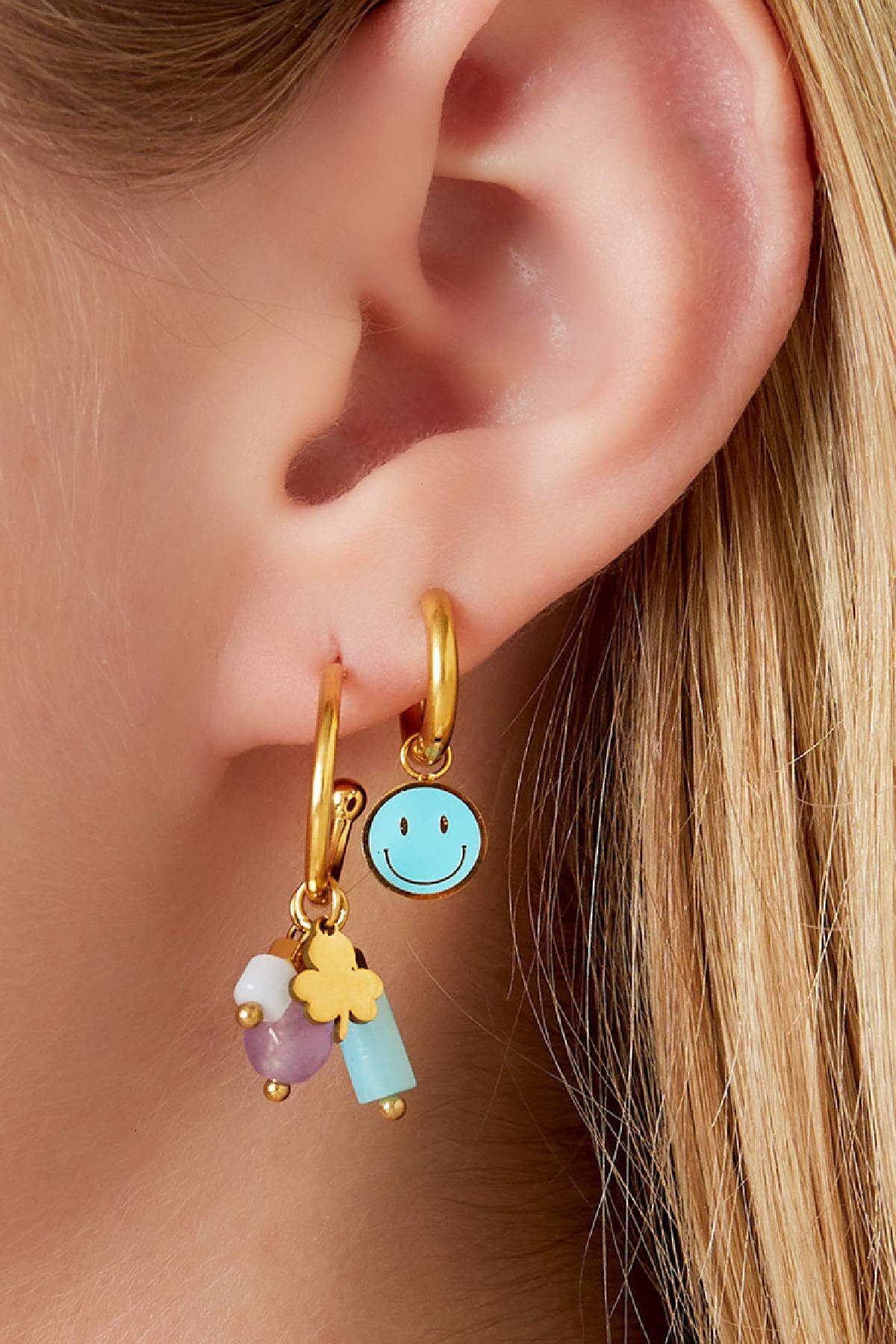 Boucles d'oreilles en acier inoxydable smiley Violet h5 Image2