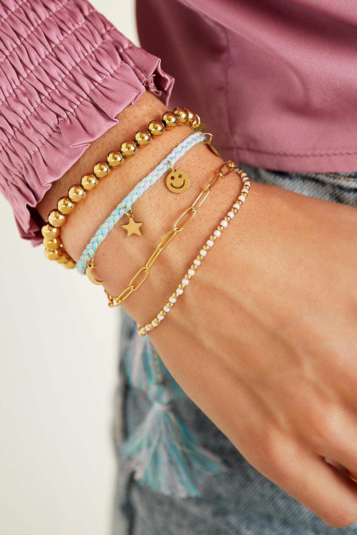 Doppelarmband mit Charms Lila Edelstahl Bild2