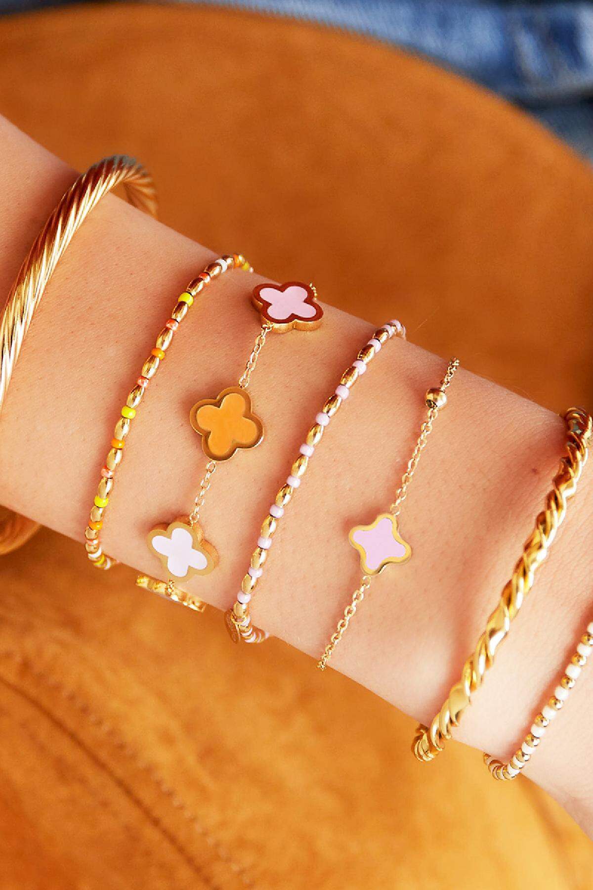 Armband farbiger Klee Grün Edelstahl h5 Bild2