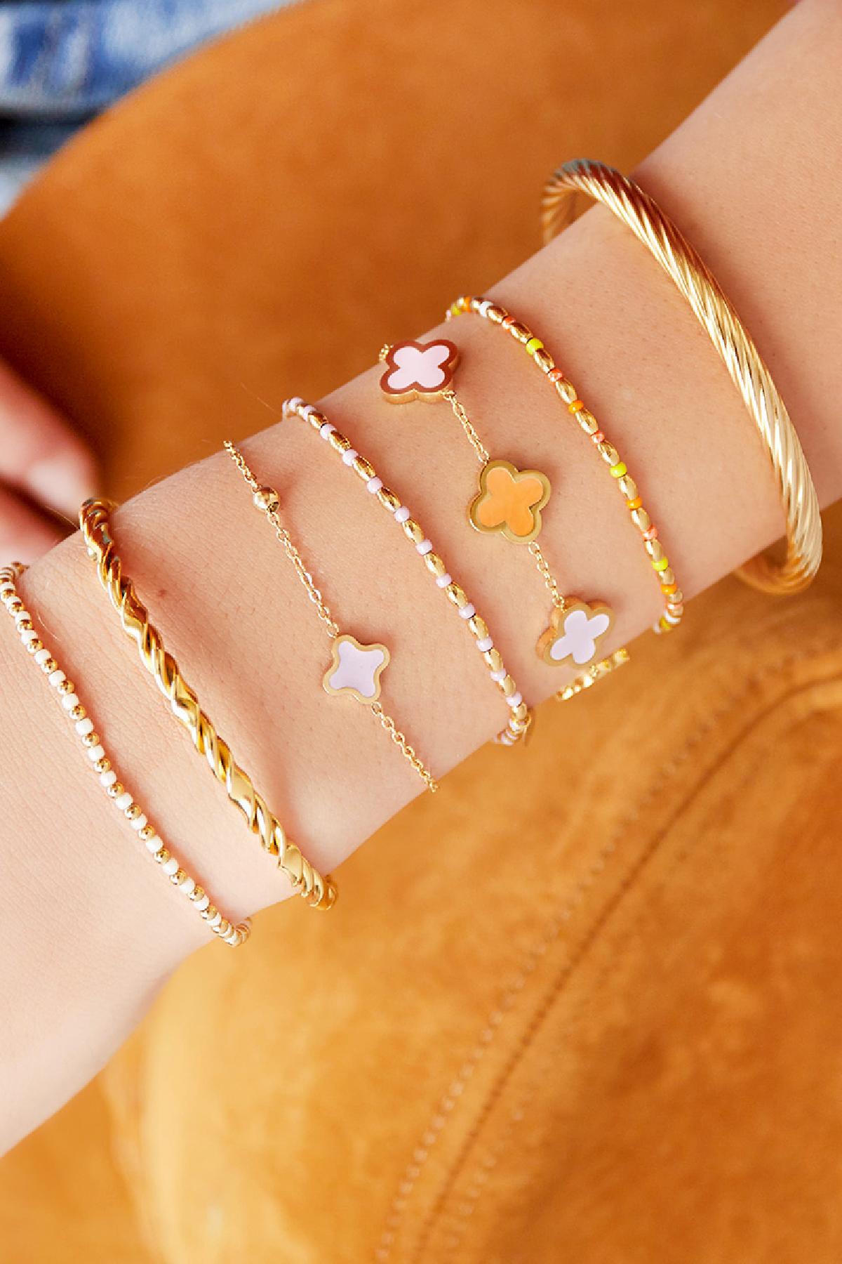 Groothandel Multicolor Klavertje Armband RVS Statement Sieraden voor Vrouwen Set van 1, foto 2 van 2