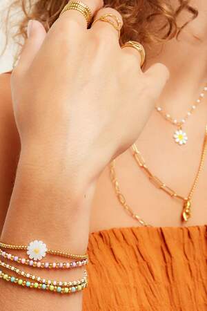 Bracelet marguerite Couleur or Acier inoxydable h5 Image2