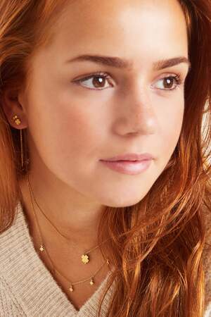 Collana Orecchini Trifoglio in Acciaio Gold Stainless Steel h5 Immagine3