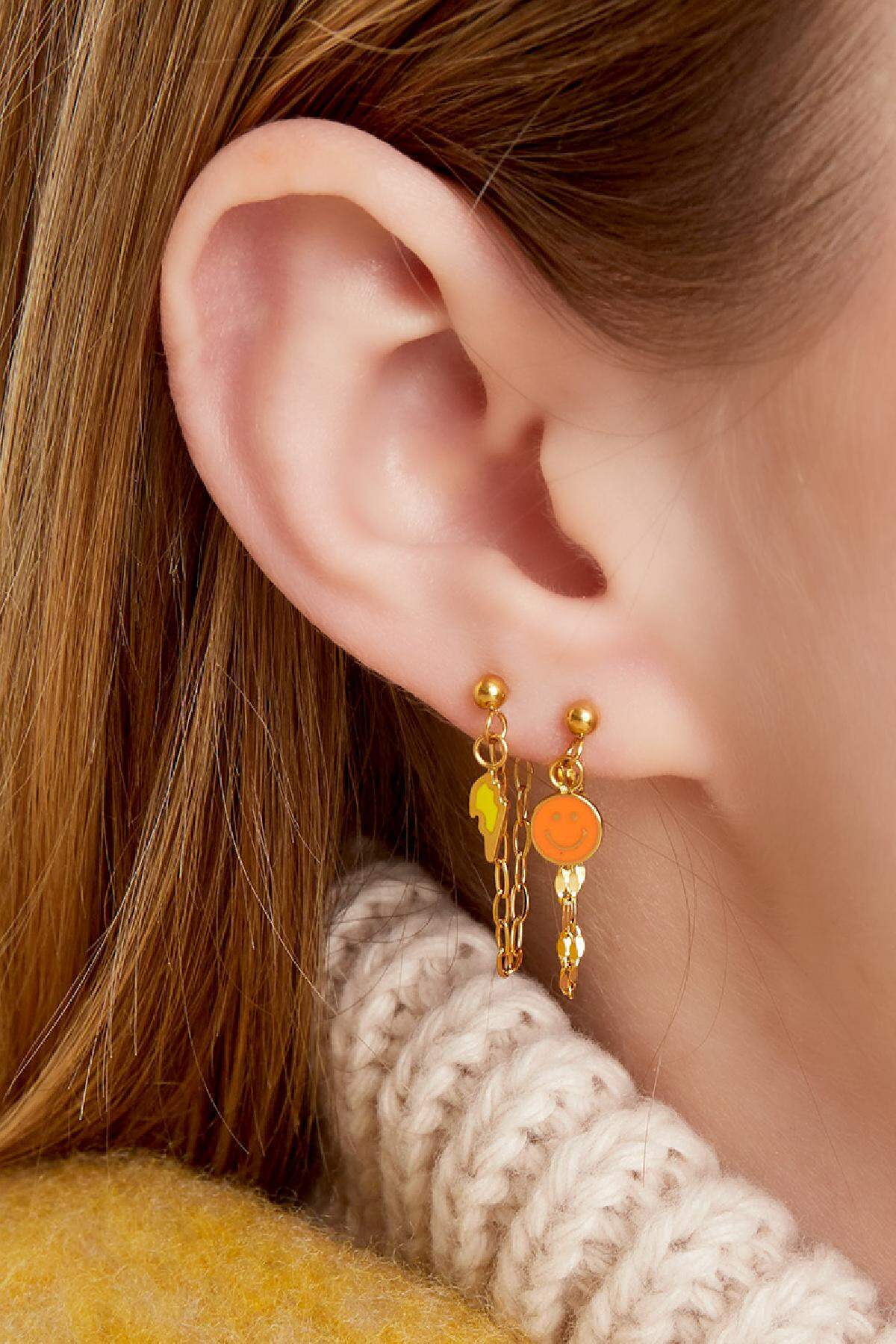 Ohrringe Smiley Orange Edelstahl h5 Bild2