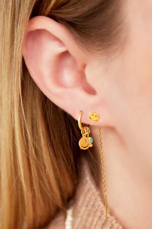 Pendientes de acero inoxidable dorado smiley & stones Rosa h5 Imagen2