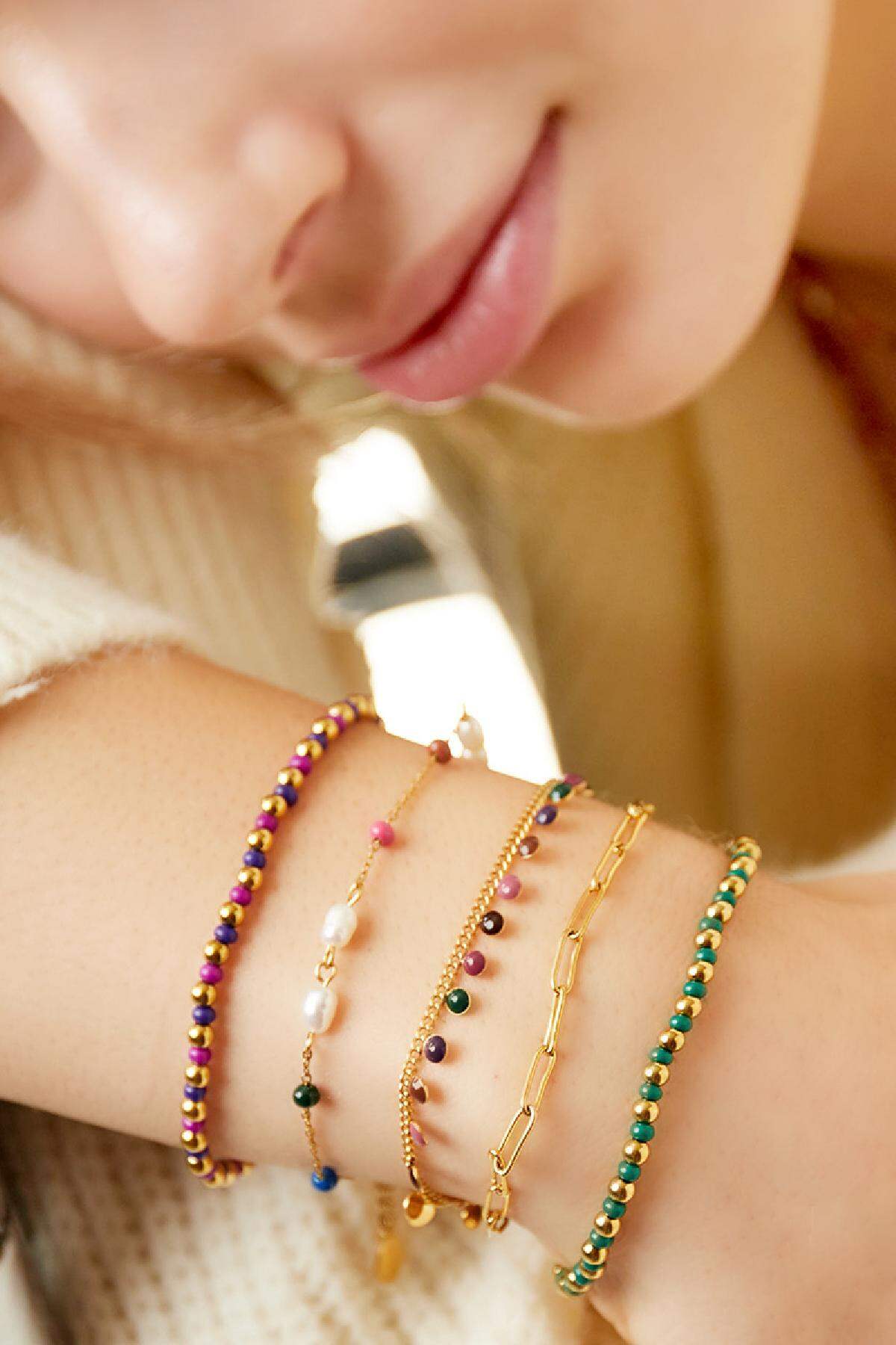 Edelstahlarmband Perlen und Perlen  h5 Bild2