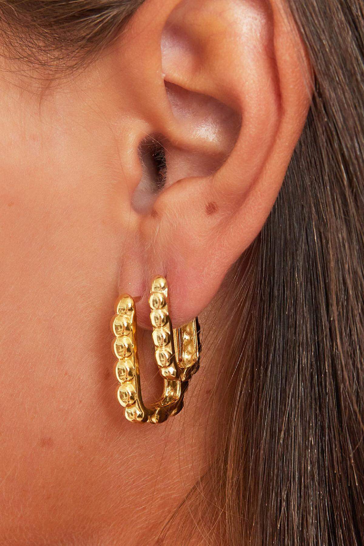 Boucles d'oreilles rectangles avec bulles Argenté Acier inoxydable h5 Image3